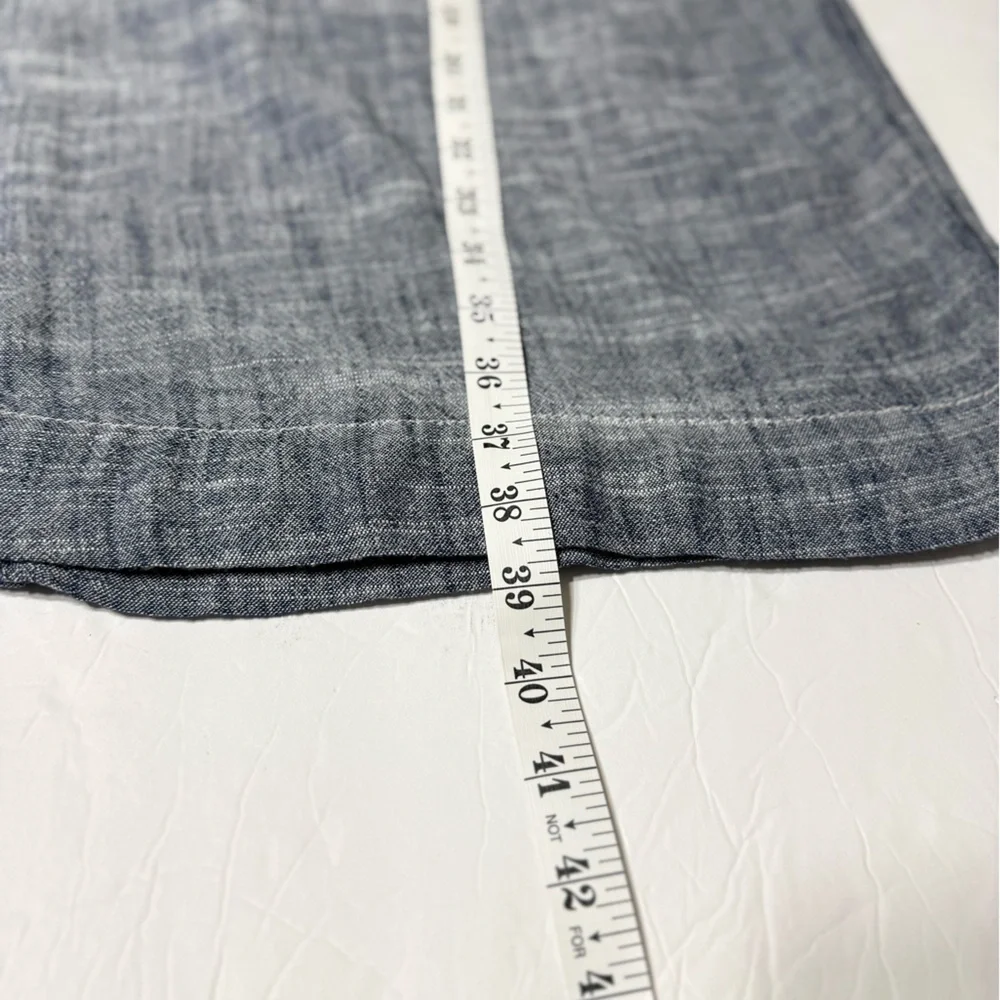 Zara Wide-Leg Linen Blend Trousers in Heathered Blue Size Large